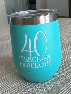 40 Fierce and Fabulous Teal wine travel cup with lid